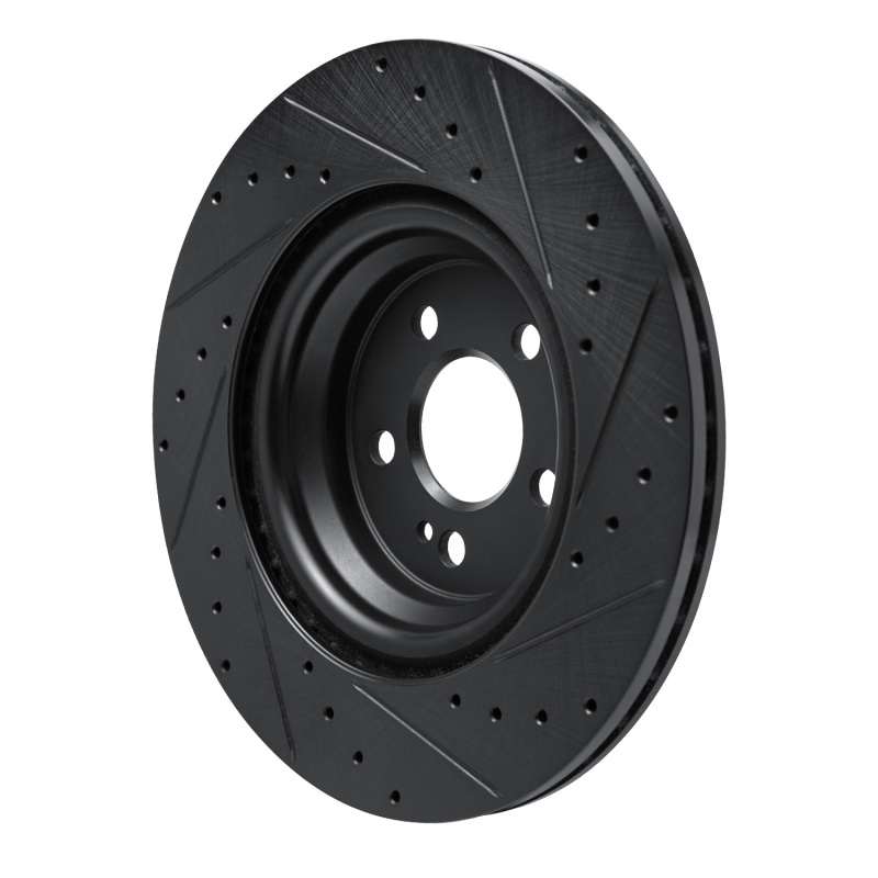 Mercedes-Benz GLS580 Brake Rotor (1) - Rear Left - R1 Concepts - Drilled & Slotted - Black - `20-`26